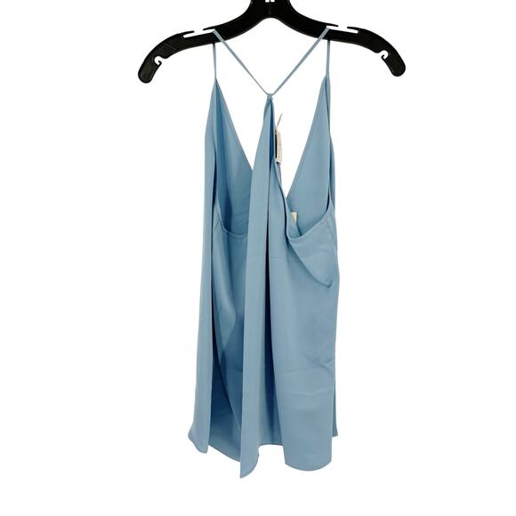RAMY BROOK Top NEW Size L Noelle Satin V Neck Blouse Tank $245 Light Blue - Picture 4 of 5